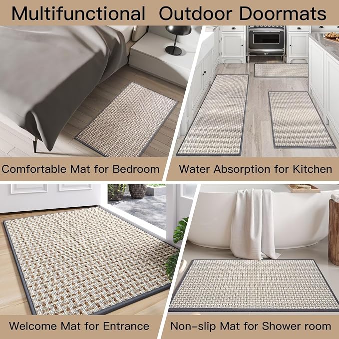 YDKGL Door Mat Entrance 24"x35", Dirt Resistant and Absorbent, Non-Slip Rubber