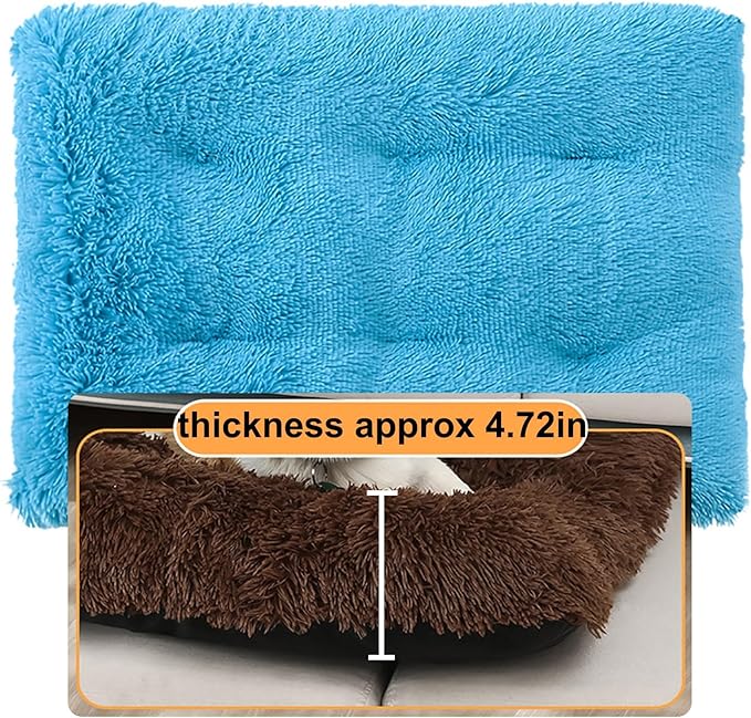 Dog Crate Mat, Dog Bed for Large Dogs, Comfy Fluffy Kennel Pad Anti-Slip for Dog beds & Furniture, Quilted Dog Bed for Pets for Medium/Small Dogs Cats (Color : Blue, Size : 25x18)
