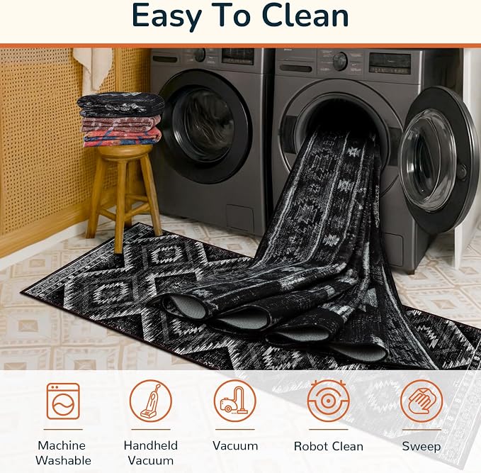BESTSWEETIE Area Rug 5x7 Rug Machine Washable Non-Slip Low Pile Print Pattern