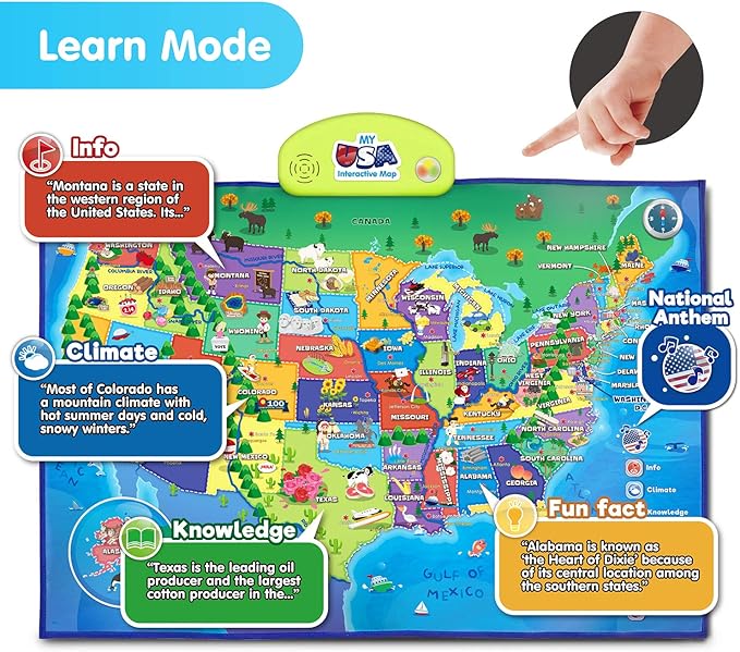 BEST LEARNING i-Poster My USA Interactive Map - Educational Talking Toy for Kids of Ages 5 to 12 Years Old