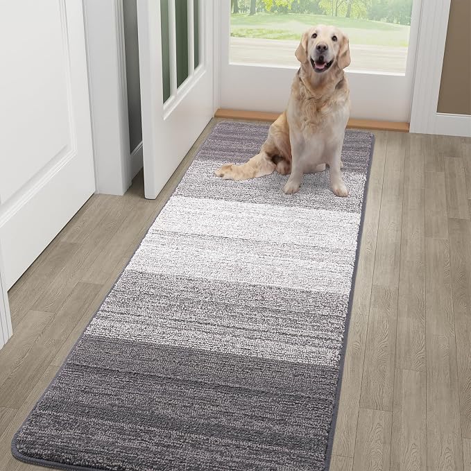 Kitinjoy Indoor Outdoor Door Mat, 59x20 Non-Slip Absorbent Dirt Trapper