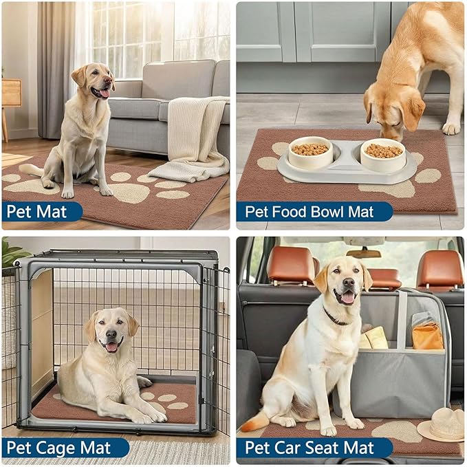 Buganda Dog Door Mat for Muddy Paws, Absorbent Dirt Trapper Washable Indoor Doormats, Non Slip Low-Profile Mud Mat for Dogs, Front Entrance Doormat for Inside Floor (30x20 Inches, Camel)