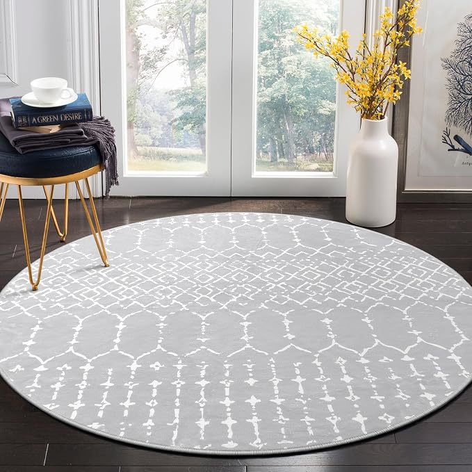 Lahome Moroccan Round Rugs 6Ft Washable Circle Area Rug