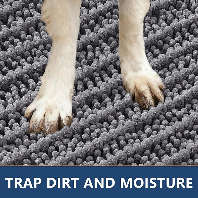 Smiry Dog Door Mat for Muddy Paws 40x32, Absorbent Dirt Trapper, Non-Slip
