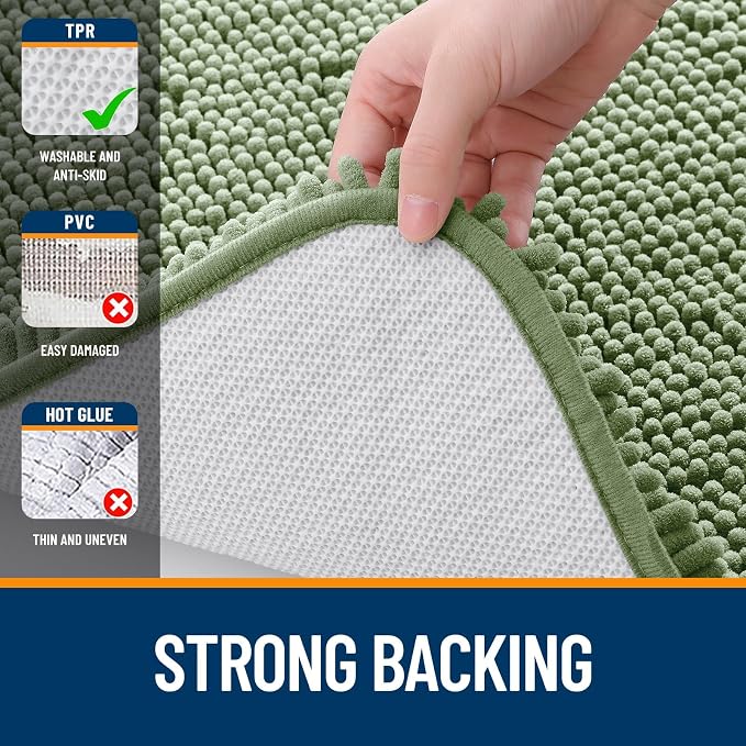 OLANLY Toilet Rugs U-Shaped 24x24, Extra Soft Absorbent Chenille Contour