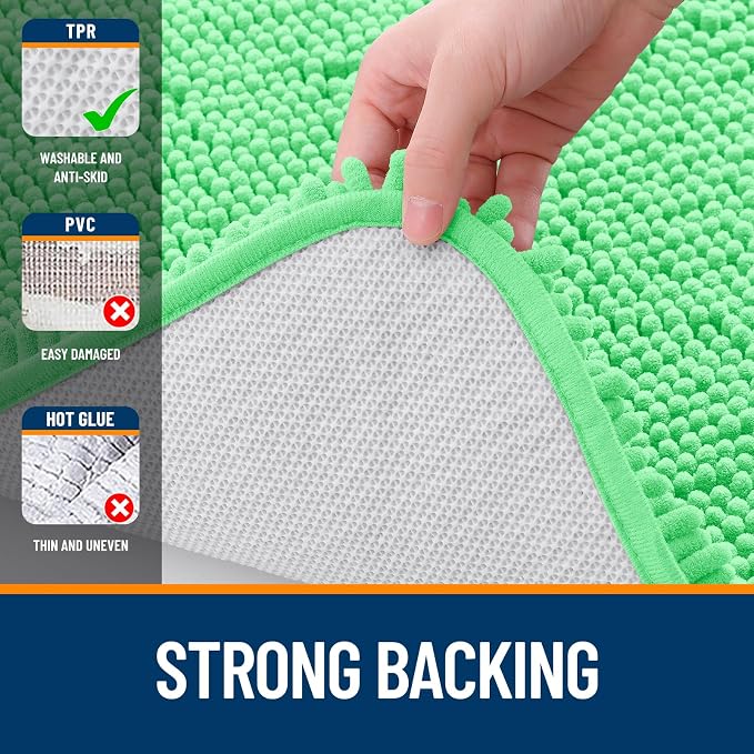 OLANLY Bathroom Runner Rugs 44x24, Soft Absorbent Chenille Bath Rugs, Rubber