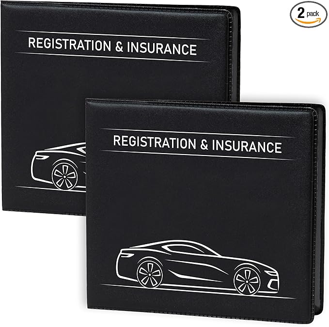 CANOPUS Car Registration and Insurance Holder, Car Document Holder, Vehicle Registration and Insurance Card Holder, Wallet for Auto, Trailer, Motorcycle, Truck, Vehicle Paperwork Organizer (2 Pack)