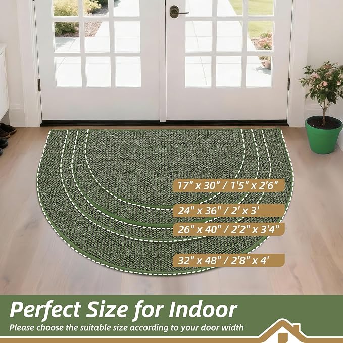BEQHAUSE Dirt Trapper Door Mat 32" x 48" Half Circle Non-Slip Washable Doormats