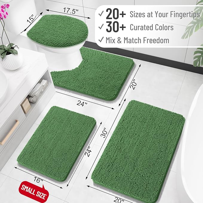 OLANLY Large Bathroom Rugs 70x46, Extra Soft Absorbent Chenille Bath Rugs