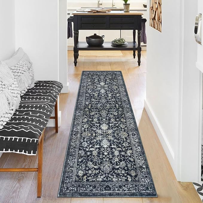 KILOCOCO Hallway Runner 2x6 Rug Runner Printed Vintage Floral Washable Kitchen