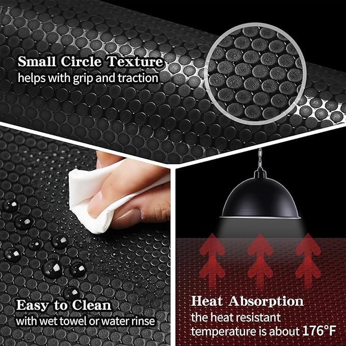 Bearded Dragon Tank Accessories, Reptile Mat, Reptile Terrarium Substrate Liner for Leopard Gecko, Lizard, Snake, Tortoise, Iguana Non-Adhesive Reptile Flooring (18"x72" Black)