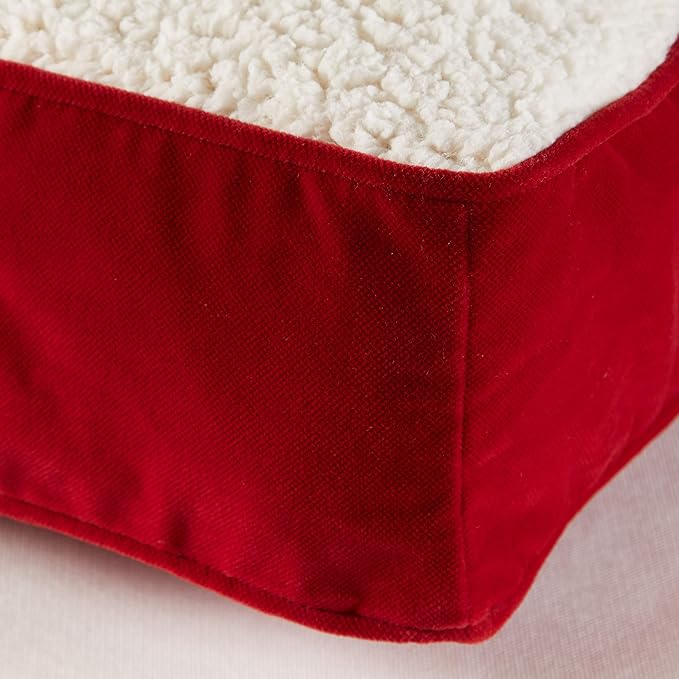 Happy Hounds Oscar Rectangle Orthopedic Foam Sherpa Dog Bed, Large (48 x 36 in.), Red