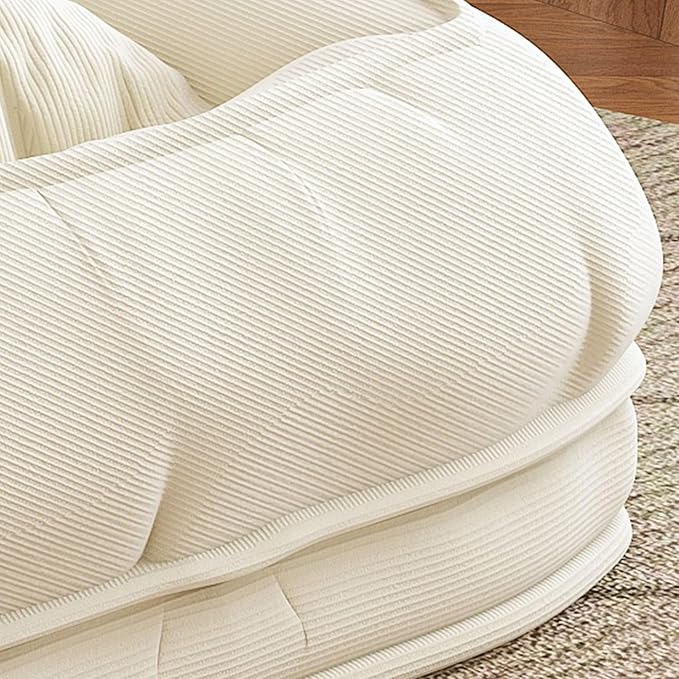Oversized Human Dog Bed for Adult, Foldable Giant Human Pet Bed with 2 Soft Pillows, Large Sized Dog Sofa with 5 Adjustable Position for Humans, Metal Frame & Corduroy (White)