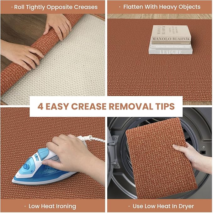 IOHOUZE Washable Area Rug 4x6 Non Slip Rubber Backed Woven Rugs