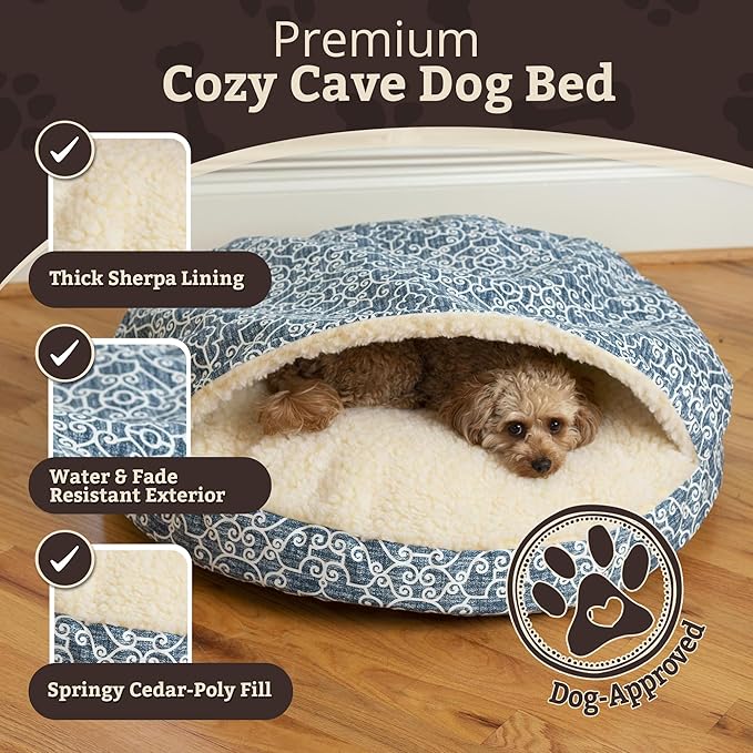 Snoozer Luxury Cozy Cave Pet Bed, Wag Collection, Small - Ramey Oxford