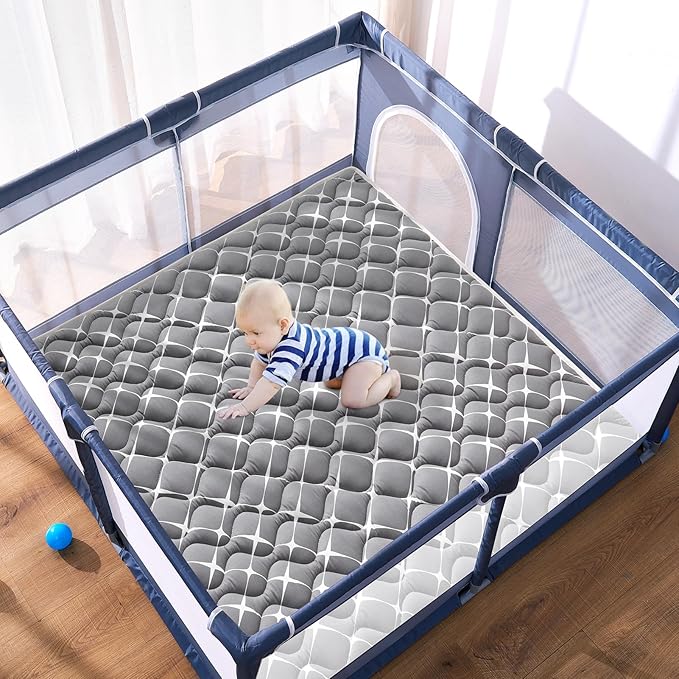 High-Density Foam Baby Play Mat, 47x47 Inches Thicken One-Piece Comfortable and Soft Playmat, Non Slip Machine Washable Floor Mat for Infants, Tapete para Bebes,Toddlers