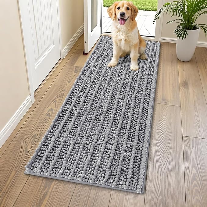Smiry Dog Door Mat for Muddy Paws 59x20, Absorbent Dirt Trapper, Non-Slip