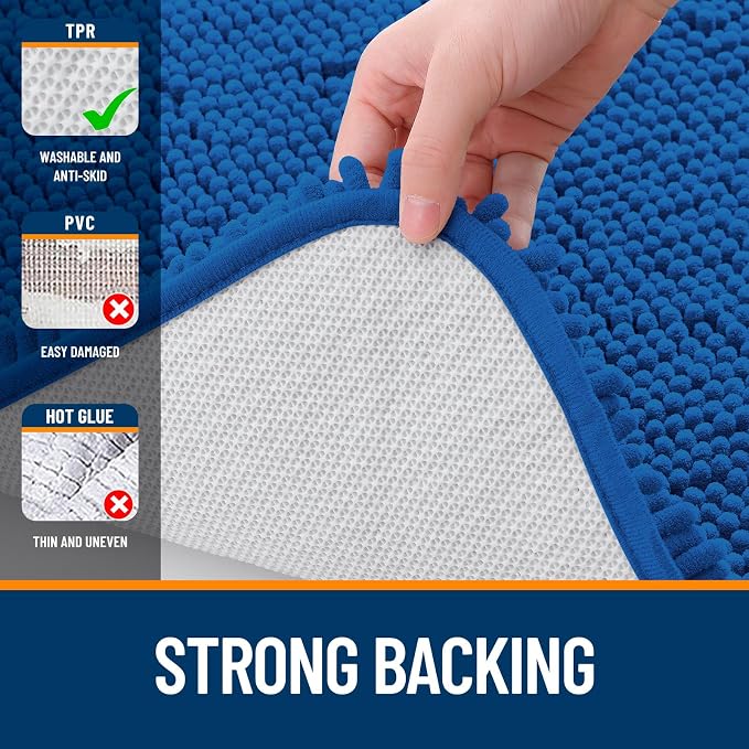OLANLY Bathroom Runner Rugs 47x20, Soft Absorbent Chenille Bath Rugs, Rubber