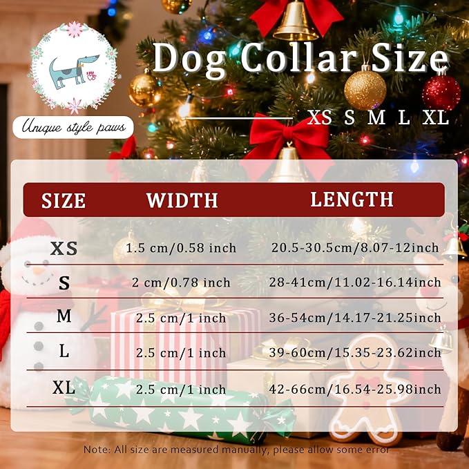 Christmas Dog Collar, Unique Style Paws Red Green Grids Dog Collar for Christmas Comfortable Red Pet Collar with Lightweight Plastic Buckle for Holiday, Fancy Dog Gift
