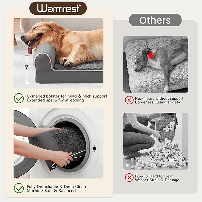 Large Dog Beds Large Sized Dogs 45x35x7 Inch, Orthopedic XXL XL Dog Bed for Medium Size Dogs, Big Waterproof Couch Sofa with Removable Washable Cover for Pet, Dark Grey