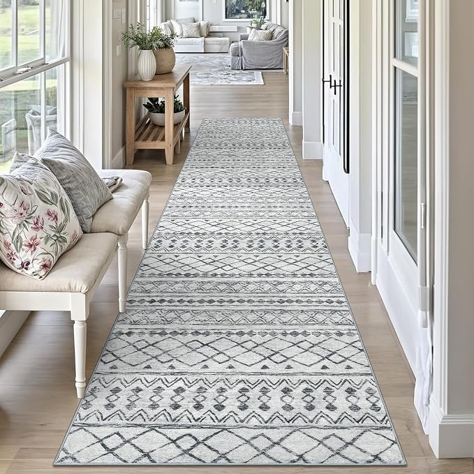KUTA Boho Runners for Hallways 2.6x10 ft Moroccan Washable Runner Rug Non-Slip