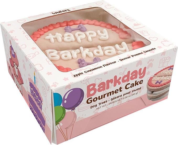 Wufers Dog Birthday Cake – Giant Shareable Happy Barkday Decorated Dog Treat, Soft-Baked 8-Piece Cookie Cake for Dogs, Made in North America (Pink - Birthday Cake)