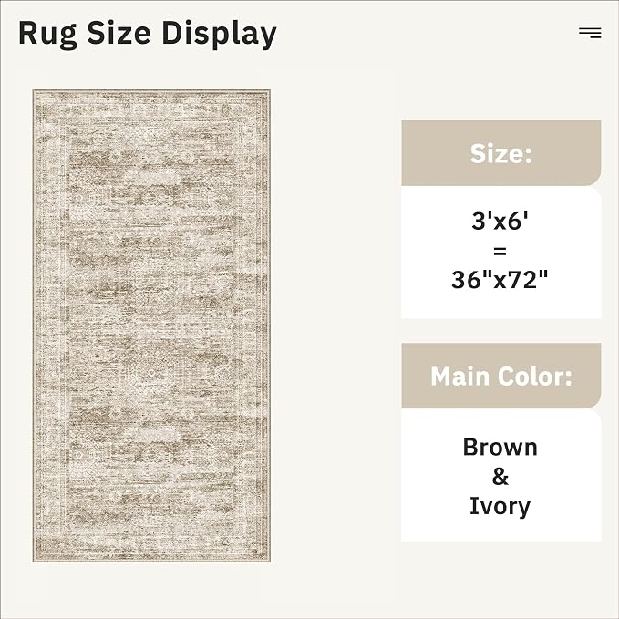 Soalmost Runner Rug 3x6 Washable Non-Slip Kitchen Runner Rugs