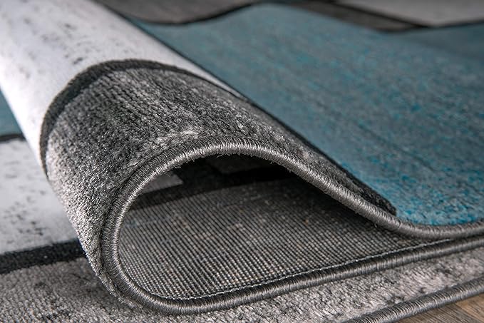 Rugshop Contemporary Modern Boxes for Home Office,Living Room,Bedroom,Kitchen Non Shedding Area Rug 9' X 12' Blue/Gray
