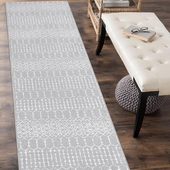 Lahome Moroccan Washable Rug Runner 2x10 Non-Slip Runner Rug