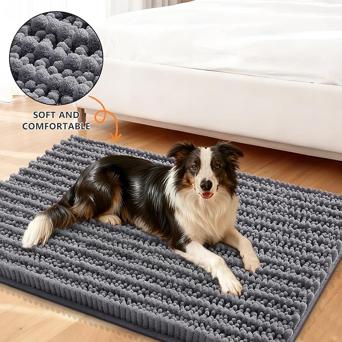 Smiry Dog Door Mat for Muddy Paws 40x32, Absorbent Dirt Trapper, Non-Slip