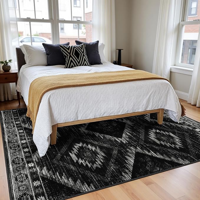 BESTSWEETIE Area Rug 6x9 Rug Machine Washable Non-Slip Low Pile Print Pattern