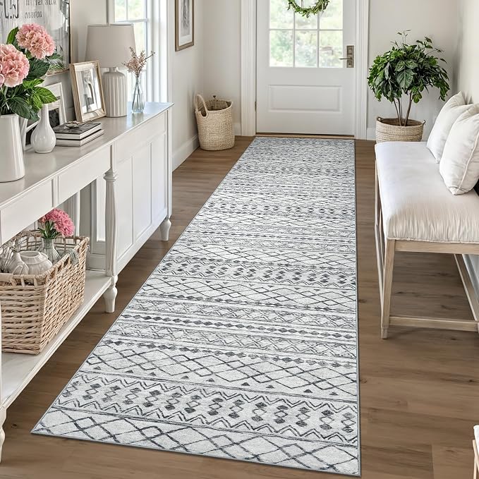 KUTA Boho Runners for Hallways 2.6x10 ft Moroccan Washable Runner Rug Non-Slip