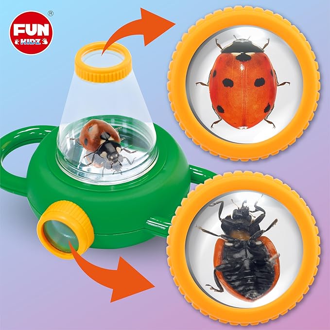 Science Kid Bug Catcher Kit, FunKidz Outdoor Activities Gift Butterfly Bug Habitat with Magnified Viewer Bug Catching Kit for Boys 3-12 Includes Net Catcher, Tweezers, Record Lists