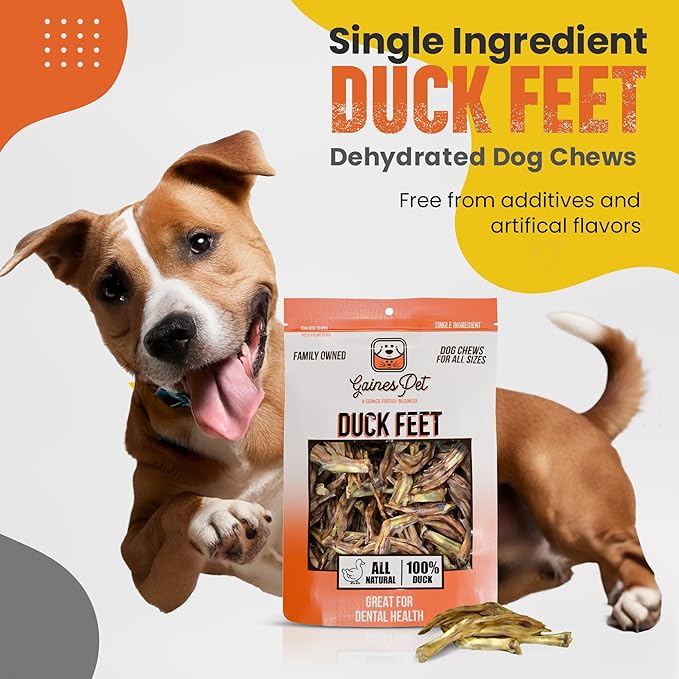 Gaines Family Farmstead Duck Feet & Sweet Potato Dog Treats Bundle – 8 ct Natural Duck Feet + 8 oz Sweet Potato Bones, Grain-Free, Single Ingredient Chews, Healthy Dog Snacks, Made in USA