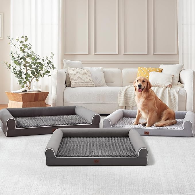 Large Dog Beds Large Sized Dogs 48x35x8 Inch, Orthopedic XXL XL Dog Bed for Medium Size Dogs, Big Waterproof Couch Sofa with Removable Washable Cover for Pet, Dark Grey