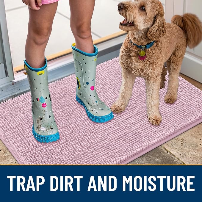 Smiry Dog Door Mat for Muddy Paws 36x24, Absorbent Dirt Trapper, Non-Slip