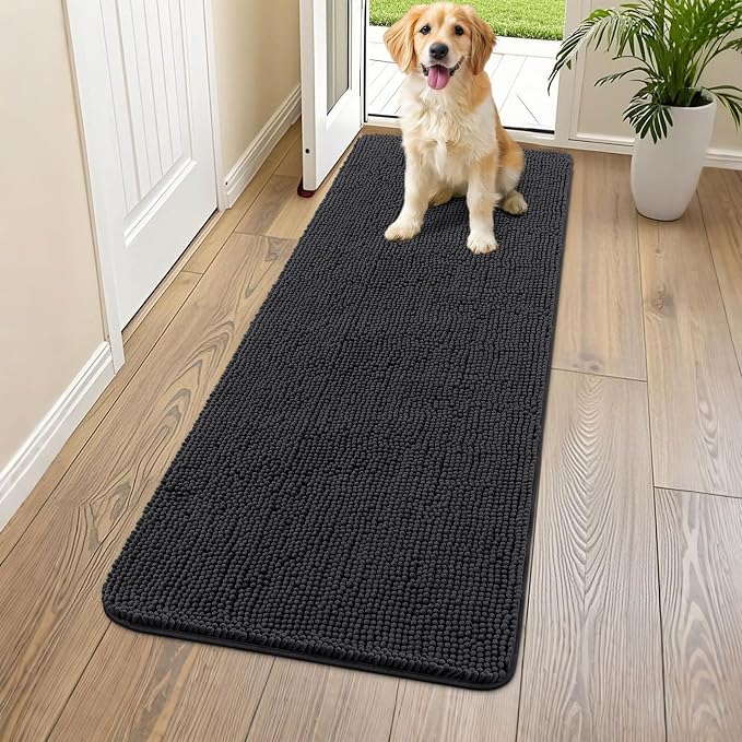 Smiry Dog Door Mat for Muddy Paws 59x24, Absorbent Dirt Trapper, Non-Slip