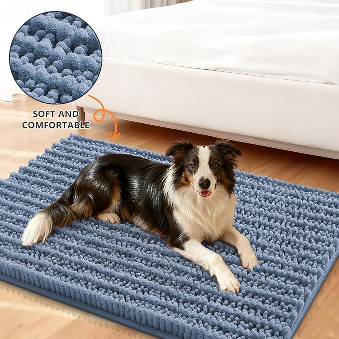 Smiry Dog Door Mat for Muddy Paws 47x20, Absorbent Dirt Trapper, Non-Slip