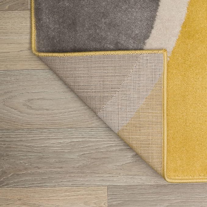 Rugshop Contemporary Abstract Circles Easy Maintenance for Home Office,Living Room,Bedroom,Kitchen Soft Runner Rug 2' x 7' 2" Yellow