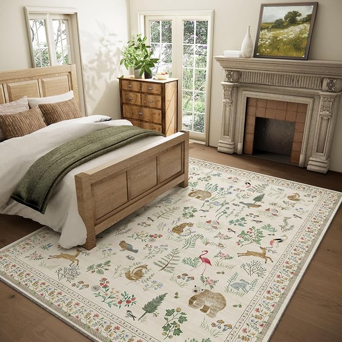 6x9 Area Rugs for Living Room: Washable Bedroom Rug Stain Resistant Non Slip