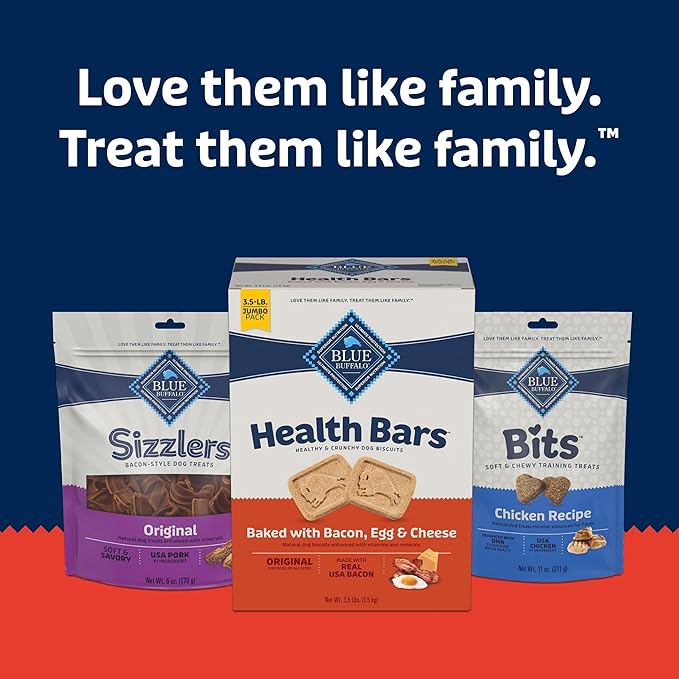 Blue Buffalo Health Bars Crunchy Dog Biscuits, Oven-Baked with Natural Ingredients, Bacon, Egg & Cheese, 3.5-lbs Box (Pack of 3)