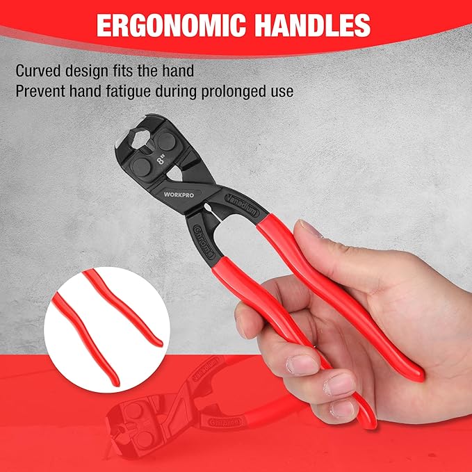 WORKPRO 8 Inch Nail Puller Pliers, High Leverage End Cutting Pliers with Gripping Jaws, Durable CR-V Construction, Ergonomic Handles - for Pulling, Cutting, Gripping Nails or Wires
