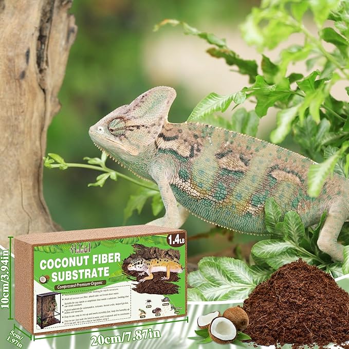 Halatool 2Pack Organic Coconut Fiber Substrate for Reptiles Premium Leopard Gecko Substrate Coco Husk Terrarium Bedding for Tortoise Habitat Snake Lizard Hermit Crab Tarantula Enclosure Worm Bin Frog