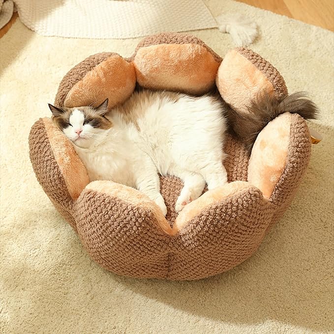 Cactus Flower Shape Dog Bed Warm Cute Kitten Lounger Cushions House Very Soft Small Dog Bed Washable s Beds, 37* 37* 15cm, Green