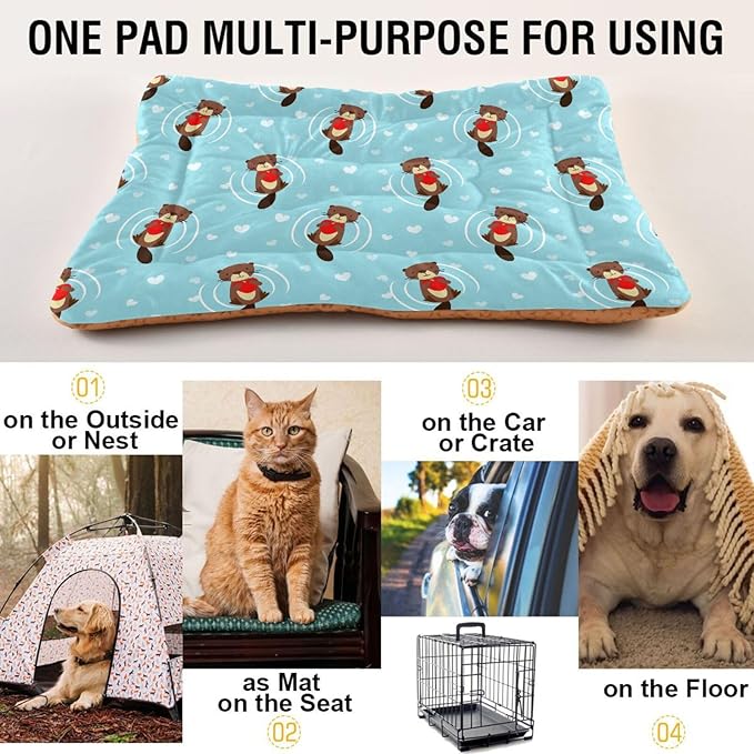 Pet Bed Cute Beaver Dog Bed Mat Absorbing Non Slip Pad Pet Sleeping Mat for Small, Medium, and Large Dogs Puppy Cat 36 in x 24 in