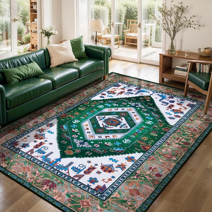 SERISSA Area Rug 3x5 Boho Rugs for Bedroom, Washable Non-Slip Living Room Rug