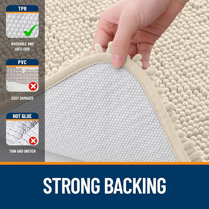 OLANLY Bathroom Runner Rugs 44x24, Extra Soft Absorbent Chenille Bath Rugs