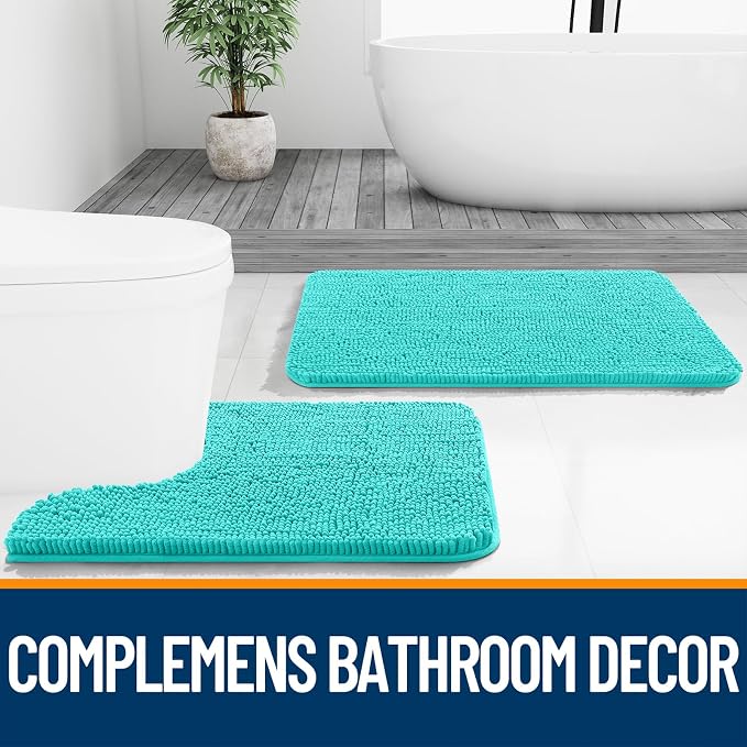 OLANLY Bathroom Rugs 30x20, Extra Soft Absorbent Chenille Bath Rugs, Rubber