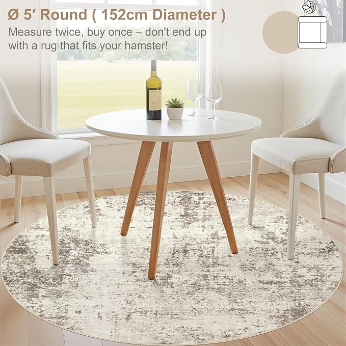 UERMEI 5ft Round Area Rug Living Room Rugs