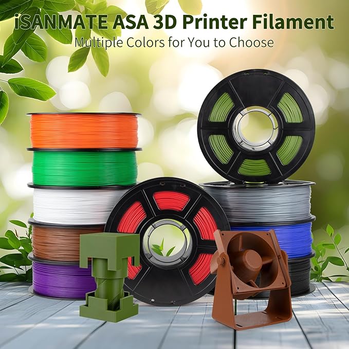iSANMATE ASA 3D Printer Filament Bundle 4KG (8.8lbs), UV & Weather Resistant 3D Printer Filament Perfect for Outdoor Functional Parts, Black(4-Pack)